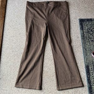 LOFT tan houndstooth pull on flare pants
